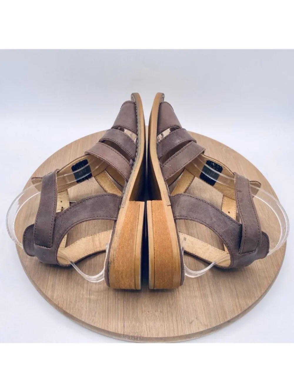 Musse and Cloud Sandals Womens 8 Brown Leather Ankle Strap Flats Peep